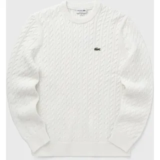 Cable Knit Cotton Sweater - white - L