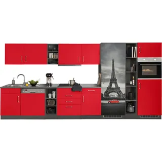 kochstation Küchenzeile KS-Paris 400 cm rot
