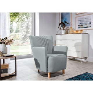 Stylefy Sessel »Sono« (Armlehnensessel), gepolstert, mit Armlehnen und Rückenlehne, frei im Raum stellbar, Schaumstoff T28 und HR 35, Skandinavisch Design silberfarben