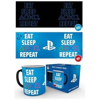 Playstation Zaubertasse 'Eat Sleep Repeat' Tasse Kaffeetasse Sony