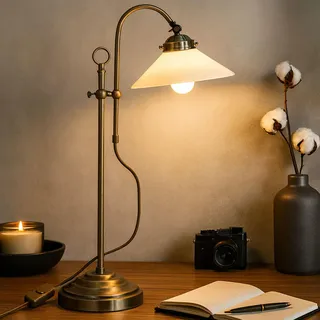 GLOBO Nachttischleuchte Antik Retro Opal