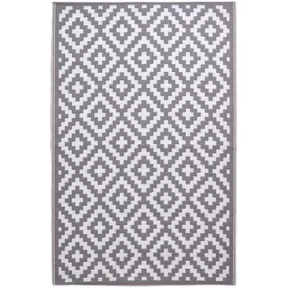 Homescapes Outdoorteppich, Hellgrau, Kunststoff, Rauten, Rechteckig, 240x300 cm, Global Recycled Standard (Grs), Teppiche & Böden, Teppiche, Outdoorteppiche
