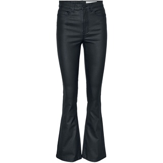 Noisy May Kunstlederhose - NMSallie High Waist Flare Coated Pants - W26L32 bis W30L32 - für Damen - Größe W30L30 - schwarz - W30L30