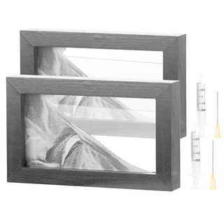 2er-Set Schwarz-Weiß-Sandbilder mit Holzrahmen, 20 x 12 cm