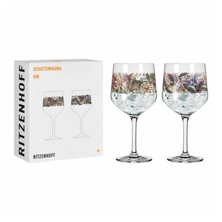 Ritzenhoff Cocktailglas Schattenfauna Gin-Kelch 2er-Set 001, Kristallglas, Made in Germany bunt