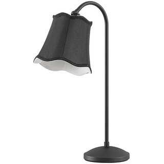 Lucande Tischlampe 'Binta' (Retro, Vintage, Antik) in Schwarz aus Textil u.a. für Wohnzimmer & Esszimmer (1 flammig, E14) - Tischleuchte, Schreibtischlampe, Nachttischlampe, Wohnzimmerlampe