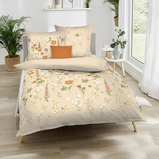Kaeppel Biber Bettwäsche Wiesenblümchen Honig 1 Bettbezug 135 x 200 cm + 1 Kissenbezug 80 x 80 cm