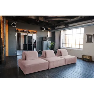 KAWOLA Modulsofa Cord 3-Sitzer Rosa