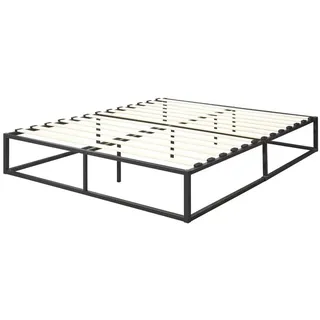 en.casa Metallbett, »Kreta« 160x200 cm Schwarz mit Lattenrost schwarz