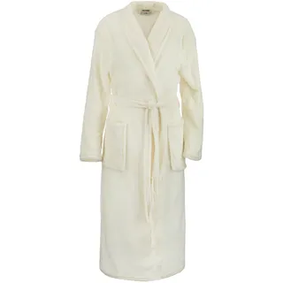 Brandsseller Unisex Bademantel Mikrofaser L/XL – Weicher Morgenmantel mit Schalkragen für Damen & Herren – Hausmantel ideal für Zuhause, Reise & Spa – Creme - L-XL