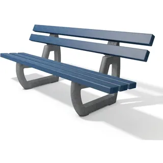 hanit® Tivoli Gartenbank | Grau-Blau | 200 cm | aus 100% recyceltem Kunststoff | wetterfeste Parkbank | mit Rückenlehne