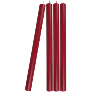 4 Stabkerzen Antik Rot Durchgefärbt 29 cm Lang Tropffrei Premium