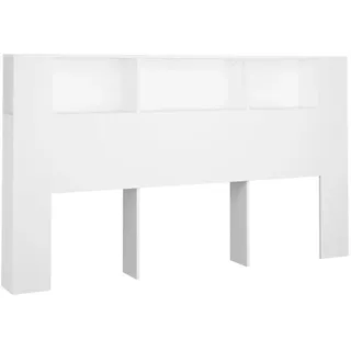 vidaXL Kopfteil mit Ablagen Weiß 180x18,5x104,5 cm