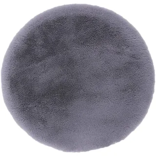 SWECOMZE Plüsch Stuhlkissen, 45 * 45cm Kunstfell Plüsch sitzauflage Bürostuhlkissen Schülermatte, sitzkissen rund Fell Optik Nachahmung Wolle Sofa Matte (Grau)