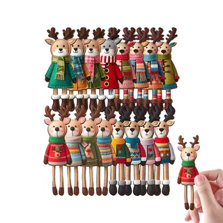 Penlimly Weihnachtsbaum Deko Holz | Holz Weihnachts Hirsche Deko | 16-teiliges Rentier Set für Haustür Wand Kamin Gartentor - Weihnachtsdekoration