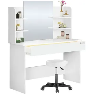CASARIA Schminktisch Lucia Weiß 140x110x40cm mit Rollhocker