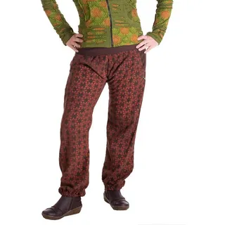 Vishes Haremshose Warme Damen Hose Blumen Haremshose ECO Fleecehose Thermohose Pluderhose, Pumphose braun 34
