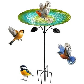 Stehende Vogeltränke 85 Cm, Winterfeste Vogeltränke Mit Solidem 5-zinken-sockel, Große Vogeltränke, Gusseisen, Metall, Frostsicher, Retro-grün, Leicht Zu Reinigen