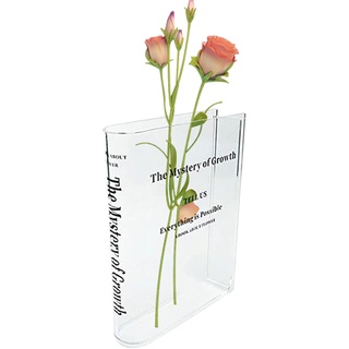 Klare Buchvase - Acryl Buch Vasen - Buch Blumenvase - Das Buch Über Blumen - Moderne Dekorative Vase - Niedliche Bücherregal Dekoration Für Blumenarrangements, Mittelstücke Und Heimdekoration
