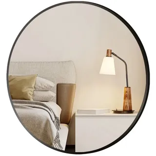 Boromal Wandspiegel Runder Spiegel Groß Wand Rund Schwarz 70cm 80cm Metall Rahmen Flur (Flurspiegel), für Schlafzimmer, Wohnzimmer, Heimdekoration schwarz 70 cm x 70 cm x 2 cm