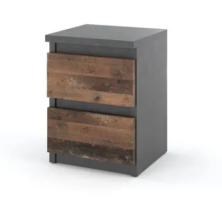 MRBLS Nachttisch Nachtschrank Nachtkommode Modern Möbel mit Schubladen Kommode Holz Schubladenschrank für Ihr Schlafzimmer (Anthrazit - Industrial / Grau Matt - Old Style) – 30 x 43 x 32,5 cm (B/H/T)