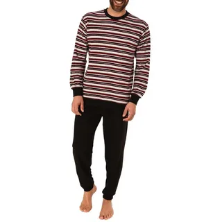 High Class by Normann Frottee Pyjama Schlafanzug Bündchen Streifen Grau 48