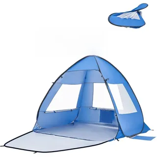 Vevor Strandmuschel Sonnenschutz für 2 Personen, UPF 50+ Schutz, Tragbares Strandzelt mit Tragetasche & Metallpfählen, Kompakter Strandsonnenschirm für Camping Angeln Picknick, Sonnenzelt