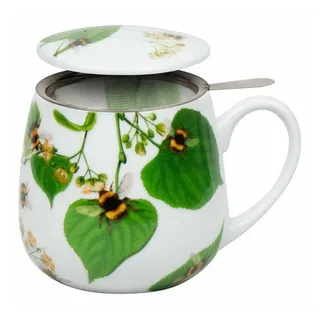 Könitz Becher Bumblebees on Leaf, Porzellan, mit Sieb und Deckel bunt