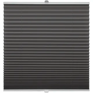 Plissee auf Maß für alle Fenster Montage Glasleiste Blickdicht mit Spannschuh Sonnenschutzrollo Dunkelgrau Breite: 61-70 cm, Höhe: 40-100 cm