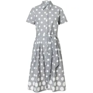 More & More feminines,  gepunktetes Midikleid, in silver grey/offwhite | Gr.: 36