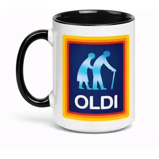 Oldi Tasse 325ml - Scherzartikel Geschenkidee für ältere Leute - Vatertagsgeschenk, Geburtstagsgeschenk, Geschenk zu Weihnachten für Freund, Oma, Opa, Papa