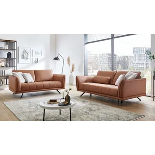 Sofagarnitur Polstergarnitur Couchgarnitur Garnitur Noah Stoff terracotta 2-tlg