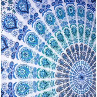 Rawyal Indischer Pfau-Mandala-Wandteppich, indisches Wandhänger, indischer Hippie-Wandteppich, böhmischer Wandhänger, Queen-Überwurf-Bettdecke, Dekor-Kunst