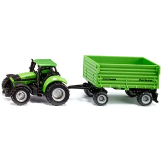 Siku 1606 - Traktor mit Fortuna 2-Achs Anhänger Grün