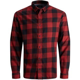 Jack & Jones Herren Freizeit Hemd JJEGINGHAM TWILL Slim Fit Rot S