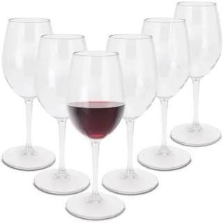 Spetebo Mehrweg Kunststoff Weinglas 330 ml kratzfest - 6er Set - Camping Weinkelch wiederverwendbar - Weinkelch für Rotwein Weißwein Stielglas Plastik Wein Glas