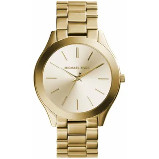 Michael Kors Damen Quartz Armbanduhr, 42.00mm Gehäusegröße mit champagnerfarben analog Zifferblatt und Gold Metallarmband Armband MK3179