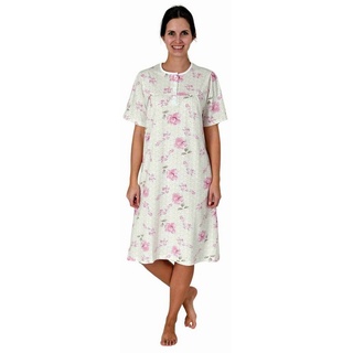 Normann Nachthemd Elegantes frauliches Damen kurzarm Nachthemd mit Knopfleiste am Hals rosa