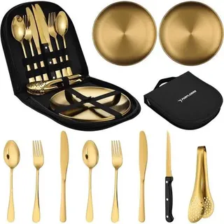 Besteck Set Camping 10teilig Edelstahl Etui 2 Personen G2