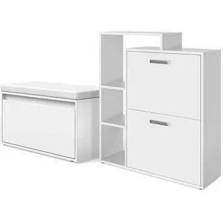 Vicco Orlando 80 x 90 x 39 cm weiß / mit Sitzbank, 6 Fächer, 2 Schubladen