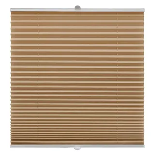 Plissee auf Maß für alle Fenster Montage Glasleiste Blickdicht mit Spannschuh Sonnenschutzrollo Cappuccino Breite: 61-70 cm, Höhe: 40-100 cm