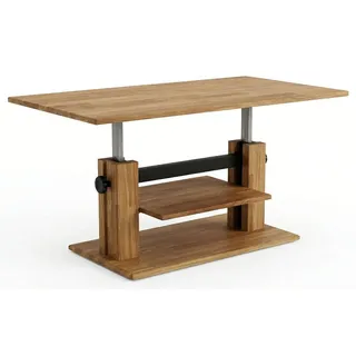 Feldmann-Wohnen Couchtisch C-20 (Massivholz, höhenverstellbar, 1-St., moderne Optik, Massivholz, höhenverstellbar), 110x62x48-64cm höhenverstellbar Eiche geölt Massivholz braun