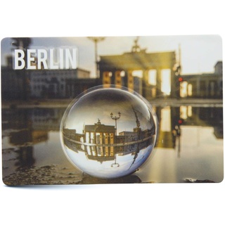 Magnet BERLIN | Brandenburger Tor | Mini-Blechschild 9x6 cm mit Relief Stanzung | typisches Souvenir & Geschenk