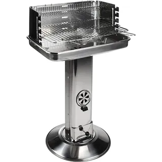 Säulengrill aus Edelstahl - Grillhöhe 74-88cm - 5-fach höhenverstellbares Grillrost, Grill