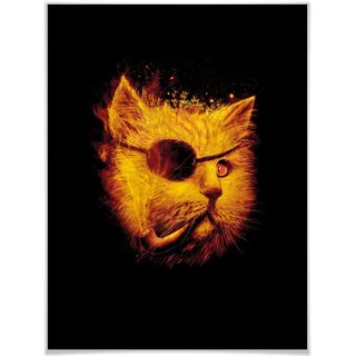 Poster WALL-ART "Katze Pirat Kater Dedektiv Schwarz" Bilder Gr. B/H/T: 120 cm x 100 cm x 0,1 cm, Tiere, 1 St., bunt Poster ohne Bilderrahmen