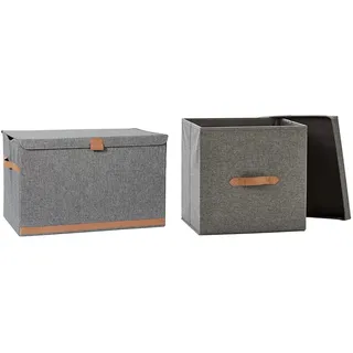 LOVE IT STORE IT Premium Aufbewahrungsbox mit Deckel - Truhe aus Leinen & Premium Aufbewahrungsbox mit Deckel