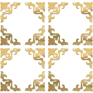 Filigrane Kunststoff-spiegel-wandaufkleber, Acryl-möbeldekoration, Goldene Wandtattoos, 10 X 10 Cm, 16 Stück