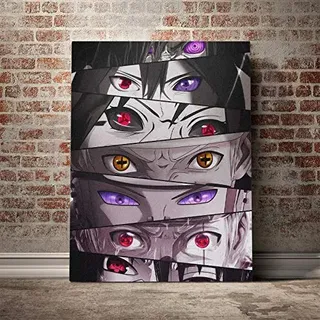 Tpqoaa Moderne Vintage Bild Poster Print Leinwandbild Leinwand Plakat Deko Bild Naruto Eyes Sharingan Rinnegan 40x60cm Für das Wohnzimmer,Büro,Küche,Badezimmer,Schlafzimmer
