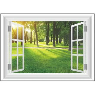 Fensteraufkleber Imitat Landschaftsdekoration Grün Pvc Selbstklebend