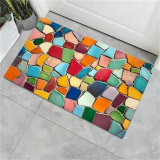 CECE&COLE Schmutzfangmatte Innen 80×120CM, rutschfeste Maschinenwaschbare Fußmatte, Fliesen Drucken 3D Sauberlaufmatte, Eingangstürmatte mit Wasserabsorbierenden, Fussmatte Hund Eingang Haustür Flur